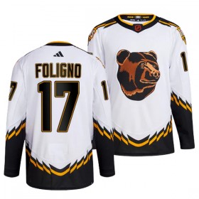 Män Ishockey Boston Bruins tröja Nick Foligno 17 Adidas 2022-23 Vit Reverse Retro 2.0 Authentic